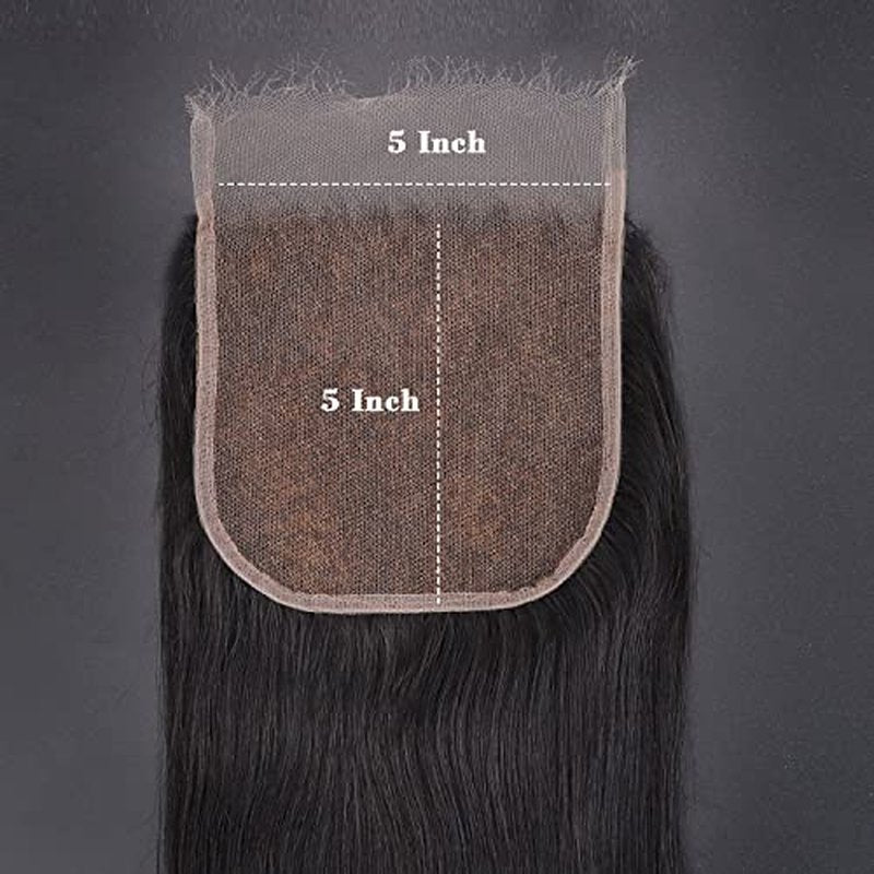 MYSHINYWIGS 5x5 HD Lace Closure Only, Skinmelt Hd Closure Natural Hairline with 4C Curly baby Hair Bleached Knots Straight Hd Closure Human hair 5x5 Invisible Knots Closure Natural Black 12 Inch