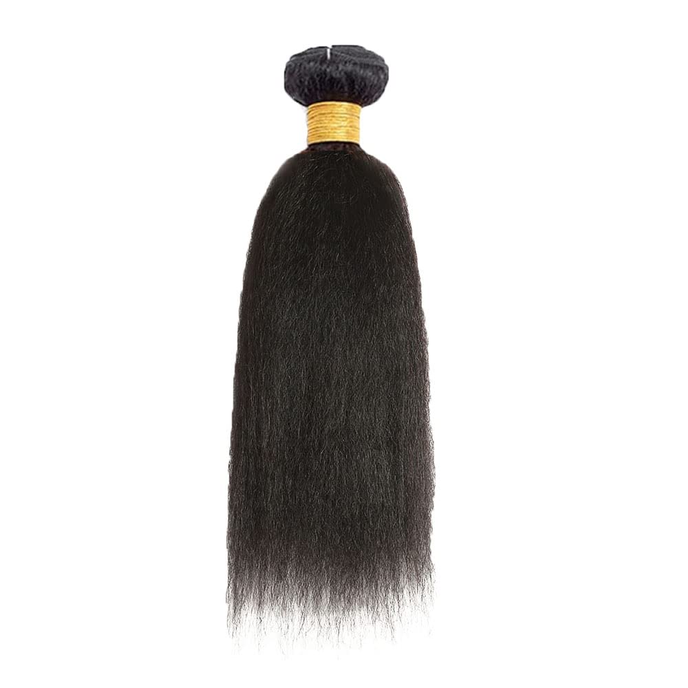 1B Kinky Straight Bundles Human Hair 30 Inch Natural Black Yaki Straight Bundle Human Hair Extensions Unprocessed Virgin Remy Hair 1 Bundle 50 Gram Per Bundle For Women
