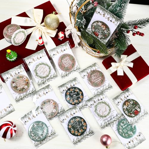 Thyle 36 Sets Christmas Christian Gifts Bulk Bible Verse Compact Mirrors Mini Christian Pocket Mirror Portable Round Makeup Mirrors with Christmas Greeting Cards for Women Xmas Church Party Favors