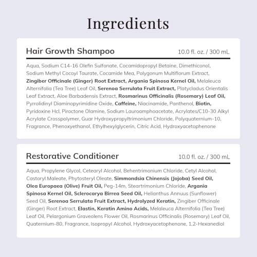 Hair Growth Shampoo and Conditioner Set - Rosemary & Biotin Shampoo and Conditioner for Hair Thickening - Botanical Boost for a Healthy Scalp, Hair Growth and Strengthen