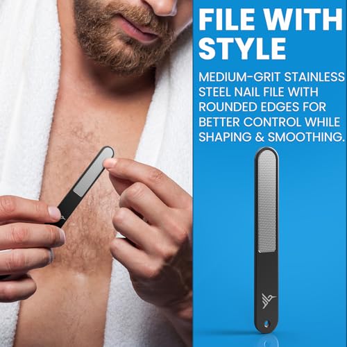 HUMMINGBIRD Manicure Kit for Men, 7 Piece Stainless Steel Mens Nail Grooming Kit with Travel Case, Includes Mens Nail Clippers Set, Nail File, Slant Tip Tweezers, Cuticle Scissors, Nail Care Tools