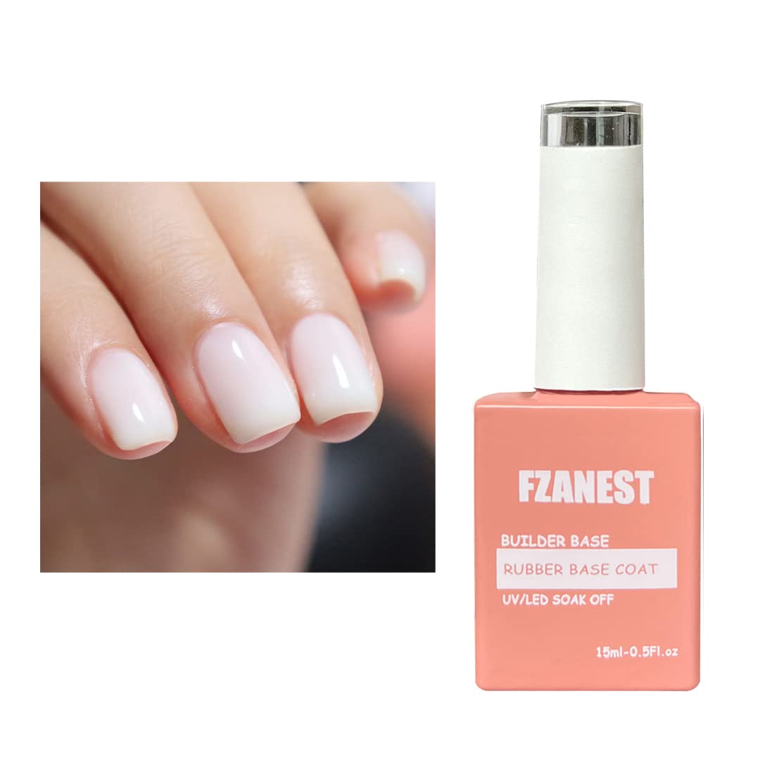 FZANEST Builder Gel Milky White Gel Polish Rubber Base For Nail Strengthener Extension LED Lamp Cured Color Base Nail Polish in Bottle