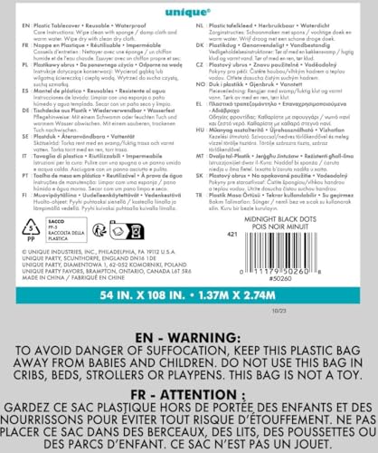 Black Dots Rectangular Plastic Table Cover (54" x 108") 1 Count - Elegant Design & Premium Quality, Ideal For Parties, Events & Everyday Use