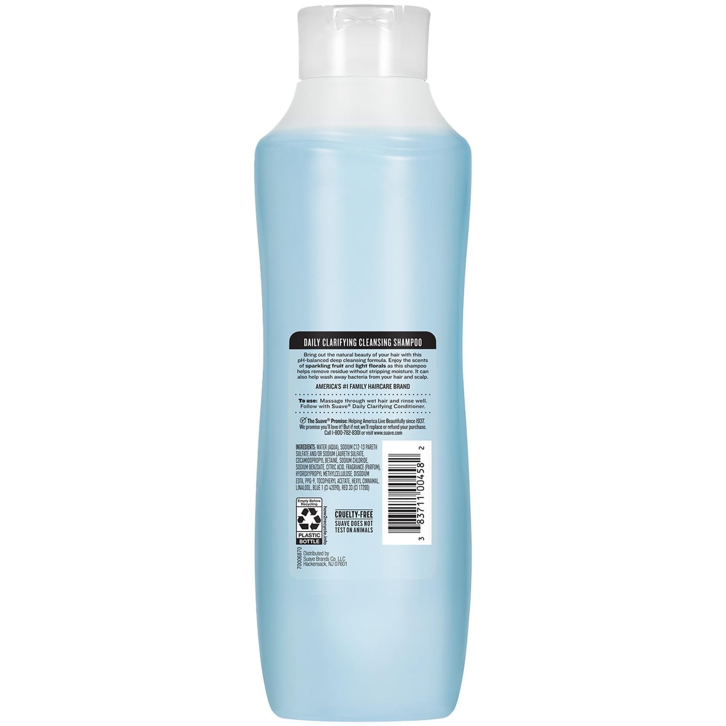 Suave Clarifying Shampoo - pH-Balanced Daily Cleanser for Oily Hair | Family-Size 4-Pack, 22.5 Oz Each