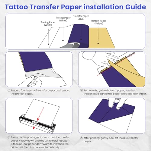 Tattoo Stencil Printer Machine for Tattoo Artists&Beginners,Newly Upgraded,with Tattoo Transfer Paper,Compatible with Phone/Pc&Pad,Portable Bluetooth Thermal Inkless Wireless Printer