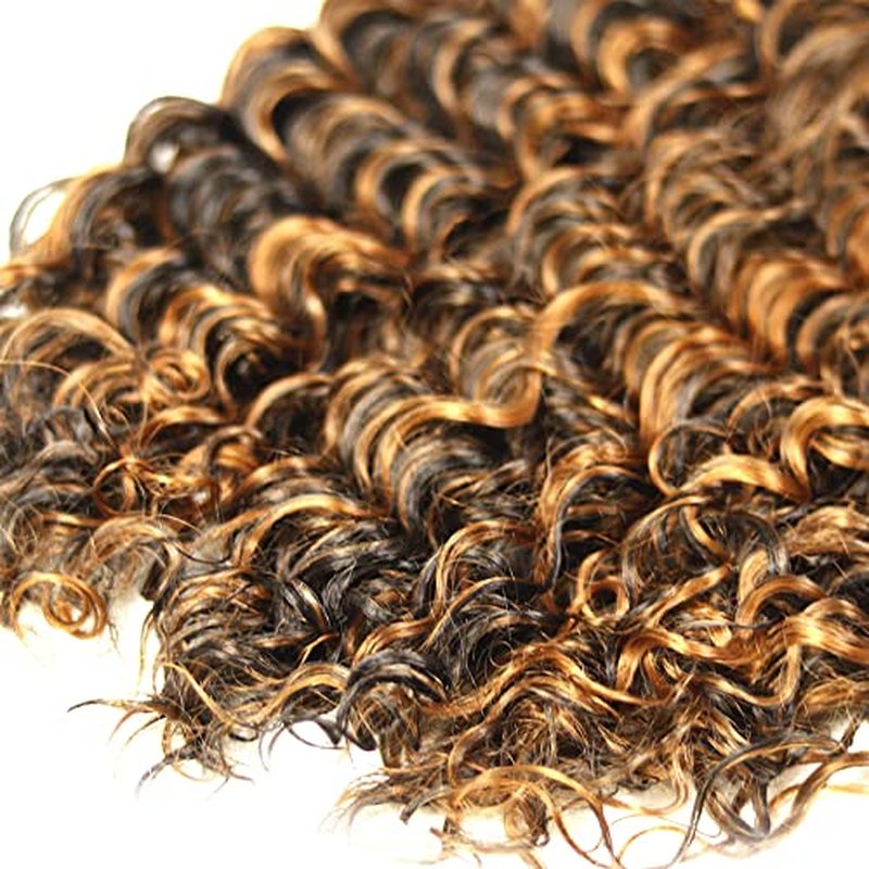 P1B/30 Human Hair Bundles Highlight Deep Wave Human Hair Bundles Brown Deep Wave Bundles Brazilian Unprocessed Virgin Hair 3 Bundles 26 28 30 Inch Two Tone Black Mixed With Brown Bundles