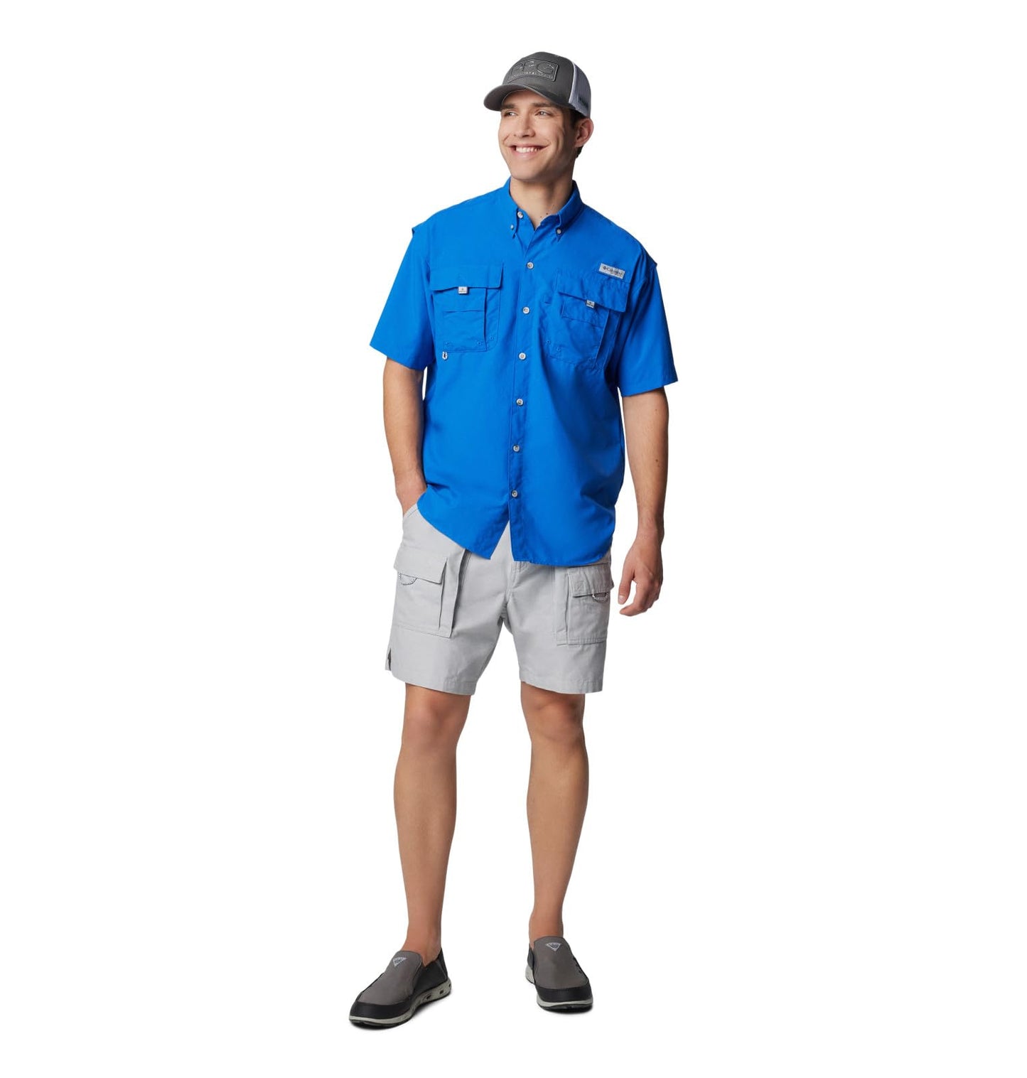 Columbia Men's Bahama II UPF 30 Short Sleeve PFG Fishing Shirt, Vivid Blue, Small