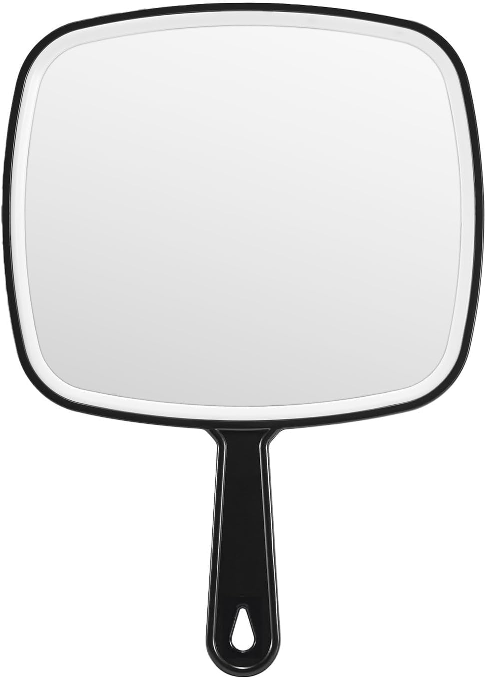 Extra Large Handheld Mirror,Hand Salon Mirror with Handle for Barbers, Hairdressing (Black,12.4" Lx 9" W)
