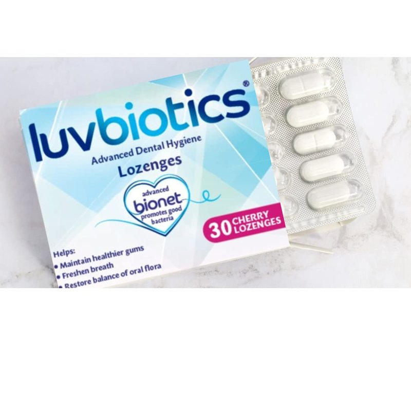 Luv Biotics Probiotic Cherry Lozenges with Xylitol for Healthy Oral Microbiome, Fresh Breath & Cavity Protection. No Artificial Colours/preservatives. 3 Pack of 30's