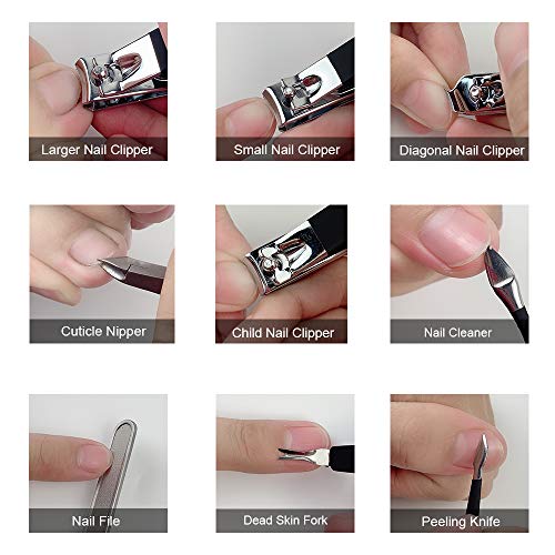 Manicure Set Professional Nail Clippers Kit Pedicure Care Tools- Stainless Steel Women Grooming Kit 18Pcs for Travel or Home (Pink)