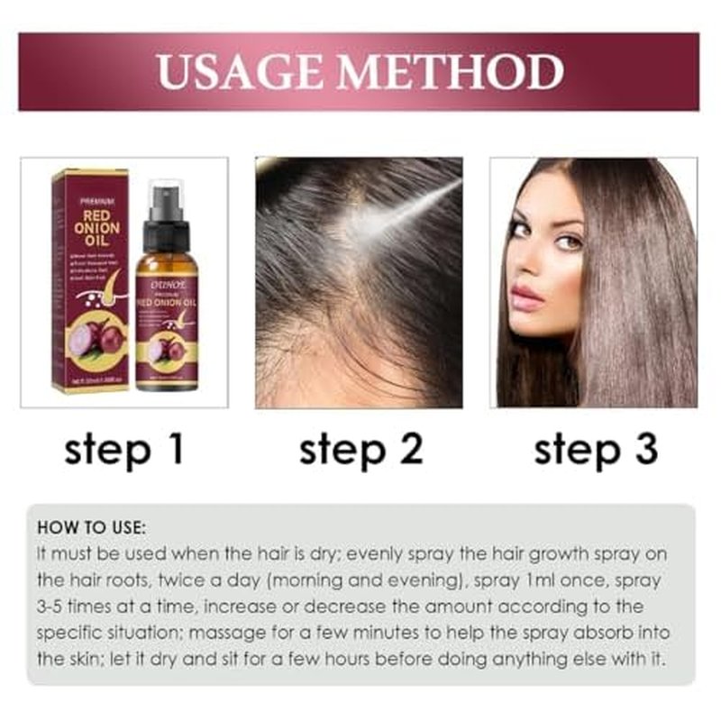 Premium Red Onion Oil for Hair Growth, Anti Hair Fall Treatment, 30ml/1.05fl.oz