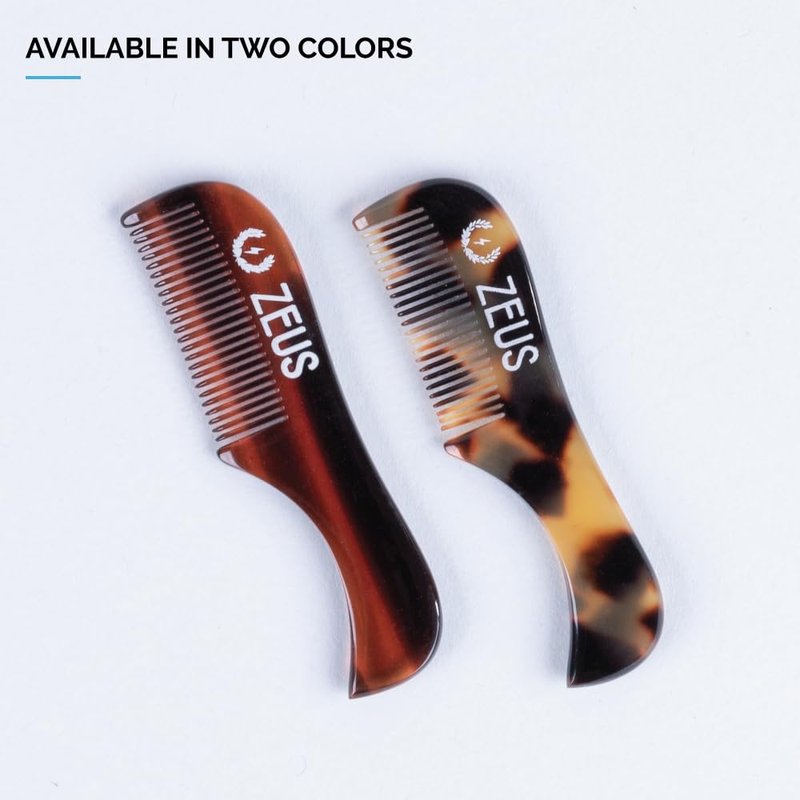 ZEUS Handmade Saw-Cut Mustache Comb for Men, 3 Pack Grooming Pocket Combs