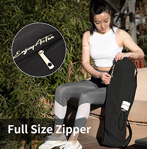 EnjoyActive Large Yoga Mat Bag for 1/2” Mat | Waterproof, Full-Zip, Multi Pockets, Adjustable Strap, Premium | Carry All Gears Perfectly to Gym Class Beach Park Travel for Women & Men…