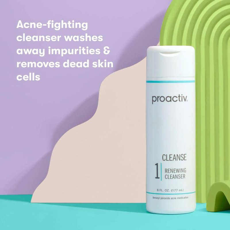 Proactiv Acne Cleanser - Benzoyl Peroxide Face Wash and Acne Treatment - Daily Facial Cleanser and Hyularonic Acid Moisturizer with Exfoliating Beads - 90 Day Supply, 6 Fl Oz