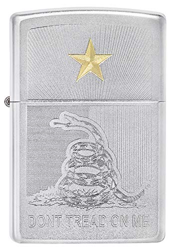 Zippo Don't Tread on Me Satin Chrome Pocket Lighter