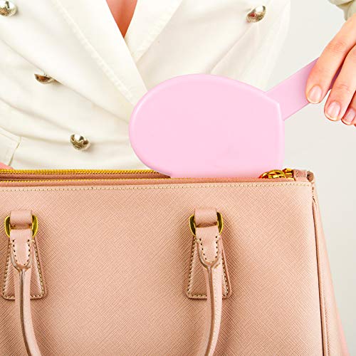 Jetec 2 Pieces Heart Shaped Handheld Cosmetic Mirrors Mini Travel Makeup Mirrors with Handle Small Heart Decorative for Women(Pink, Purple)