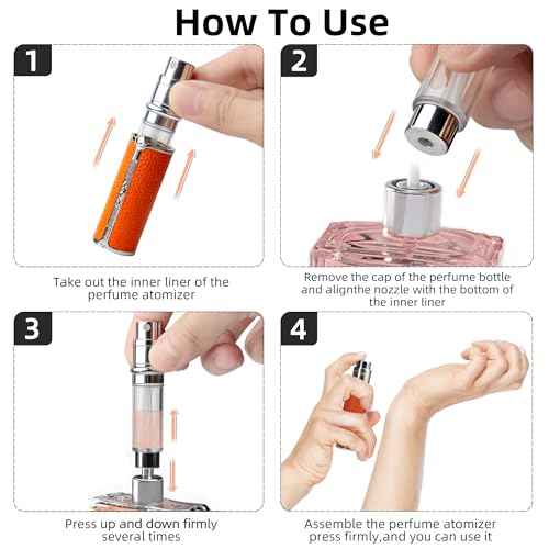 AF00BK Leather Perfume atomiser, 10ml Bottom Fill Travel Perfume Bottle, Refillable Perfume Dispenser for Women & Men (Black)