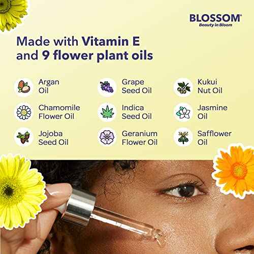 Blossom Unscented All Natural, Vegan, Cruelty Free Face Oil with Vitamin E, Infused with Real Flowers, Made in USA, 1 fl. oz., Summer Breeze