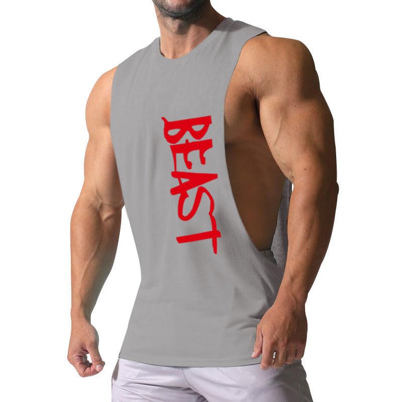 CUIFUTANG Men's 3 Pack Workout Tank Top Beast Gym Fitness Muscle Tee Cut Open Sides Sleeveless T-Shirt - BK+WT+GY-XL