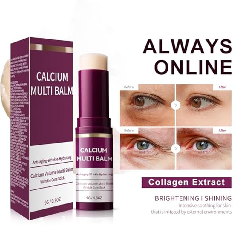 Cemenrete Calcium Multi Balm, Collagen Moisturing Stick, Anti-aging, Sagging, Wrinkles, Hydrating, Almond & Vitamin E for Lip Balm Eye Cream Neck