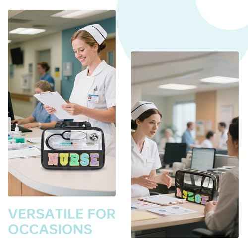 Nurse Bag Nursing School Essentials Medical Assistant Bag Nurse Bags Accessories for Work Chenille Letter Pouch Gifts for Women Clinical Bags for Nursing Students (STB-HS-NURSE, STB-HS-NURSE)