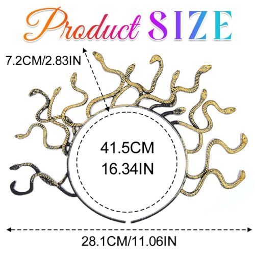 BARTOSI Medusa Snake Headband Greek Goddess Headpiece Halloween Costume Hair Accessories for Women and Girls