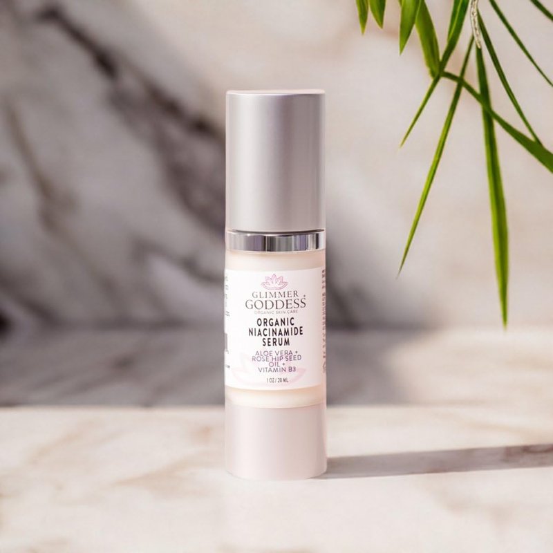 Glimmer Goddess Organic Anti-Aging Serum with Niacinamide Vitamin B3, Tightens Pores, Reduces Wrinkles with 5% Niacinamide: A Miracle for Your Skin, 1 oz