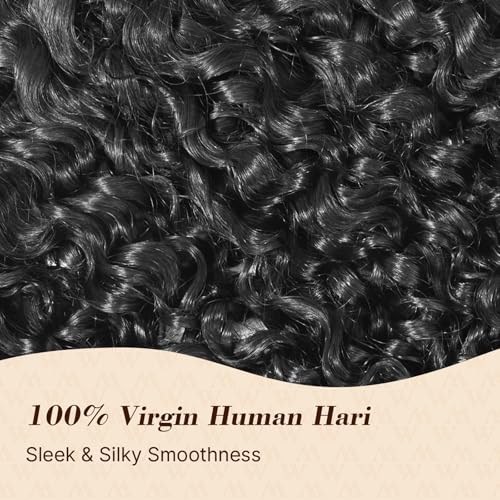 Wequeen 16A Burmese Curly Human Hair Bundles 14 16 18 Inch 100% Unprocessed Brazilian Virgin Hair Quick Weave Bundles Human Hair Extensions Real Human Hair, Natural Black