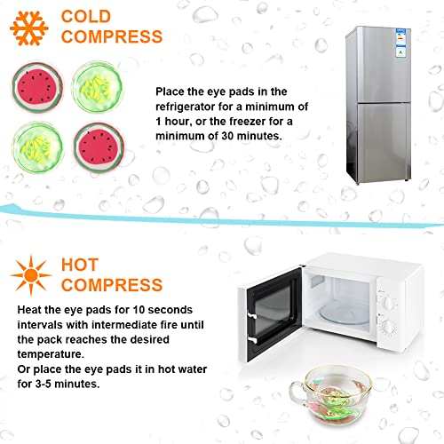 Hot and Cold Eye Pads, reusable eye patches - Soothing, Revitalizing, Puffiness, Refresh, Relieves Stress, Relax, Relieves Puffiness and Tension(2 watermelons + 2 cucumbers)