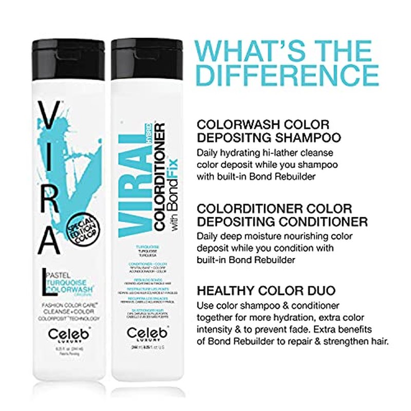 Celeb Luxury Intense Color Depositing Colorconditioner Conditioner + BondFix Bond Rebuilder, Vegan, Sustainably Sourced Plant-Based, Semi-Permanent, Viral and Gem Lites Colorconditioners