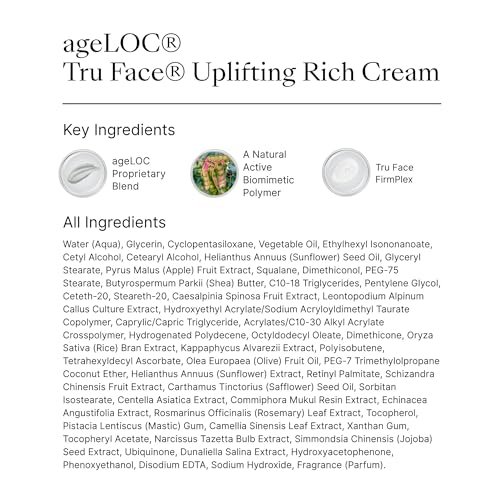 ageLOC Nu Skin Tru Face Uplifting Rich Cream | Luxurious Face Moisturizer | Silky Cream Texture With Deep Hydration | Supports Skin Firmness & Smooth Appearance | 1.0 fl oz