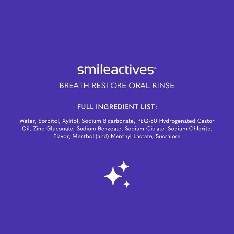 Smileactives Breath Restore Oral Rinse, Adults Mouthwash for Bad Breath and Gum Health, Promotes Oral Care, Healthy Mouth and Long Lasting Fresh Breath, Sugar and Alcohol-Free, Vanilla Mint, 16 fl oz