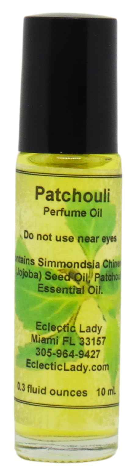 All Natural Patchouli Perfume Oil, 0.3 Oz Portable Roll-On Fragrance with Long-Lasting Scent, Delightful Essential Oils and Jojoba Oil For Daily Use