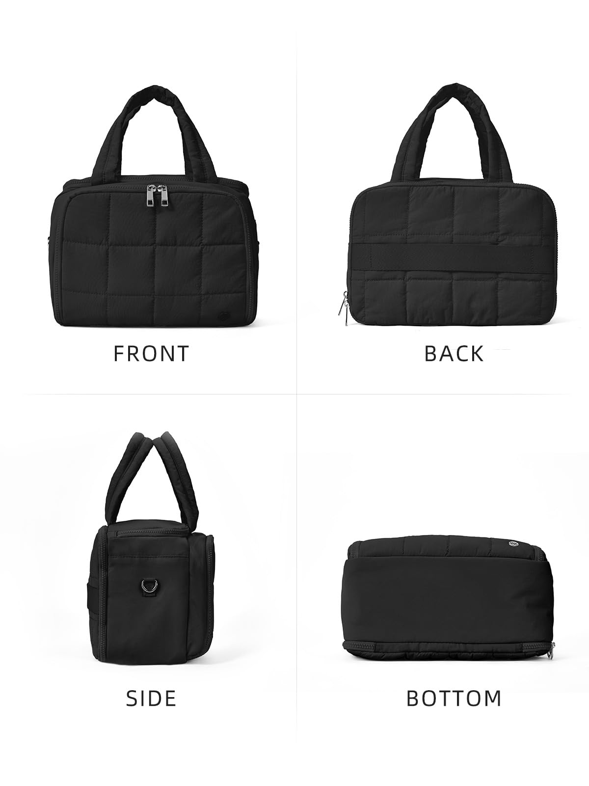 WESTBRONCO Small Toiletry Bag for Women with Jewelry Organizer, Lightweight Large Travel Toiletry Bag, Puffy Quilted Makeup Bag Organizer for Accessories, Essentials, Cosmetics, Toiletries