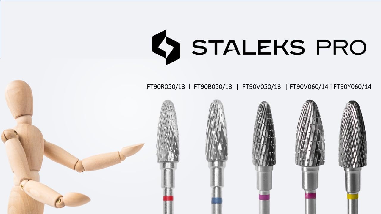 STALEKS PRO Expert Carbide Nail Drill Bit (Corn, Red, 5mm Head / 13mm WP) – Soft Hardness for Artificial Nail Correction & Gel Polish Removal in Hardware Manicure/Pedicure