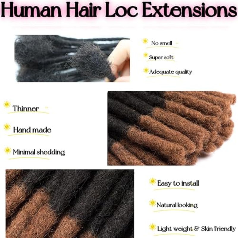 0.6 cm Thickness 10Inch #T1B/30 60 Strands 100% Real Human Hair Dreadlock Extensions for Men and Women. Handmade for Full Head, Can Be Dyed and Bleached. Dreadlocks Bulk Permanent Locs