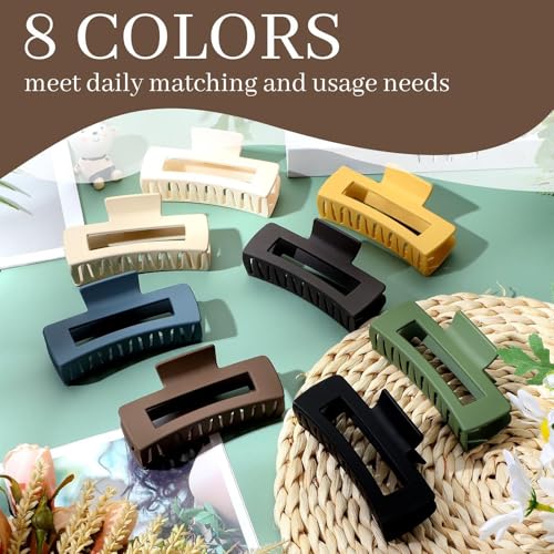 Yunlly 48 Pcs 4.1 Inch Claw Clips Bulk Large Rectangle Square Hair Claw Clips Nonslip Thick Long Hair Strong Hold Jaw for Women Girl Accessories(Multicolor)