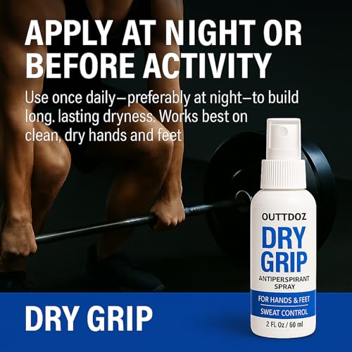 DryGrip Antiperspirant Spray for Hands and Feet ? Extra Strength Sweat Control with 15% Aluminum Chloride ? Grip Enhancer for Climbing, Gymnastics, Weightlifting, Dance and Sports