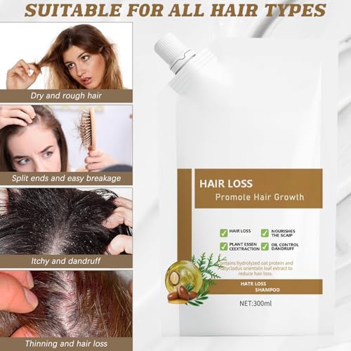 300ML Anti-Hair Fall Hair Loss Shampoo, Anti-Hair Fall Promote Hair Growth Shampoo, Rich in Various Plant Extracts, for all Hair Types (1Pcs)