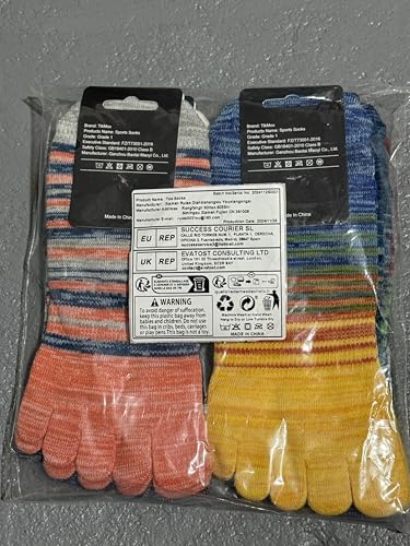 OrrinSports Toe Socks for Men Women Striped Running Socks Cotton Ankle Five Finger Socks 6 Pairs