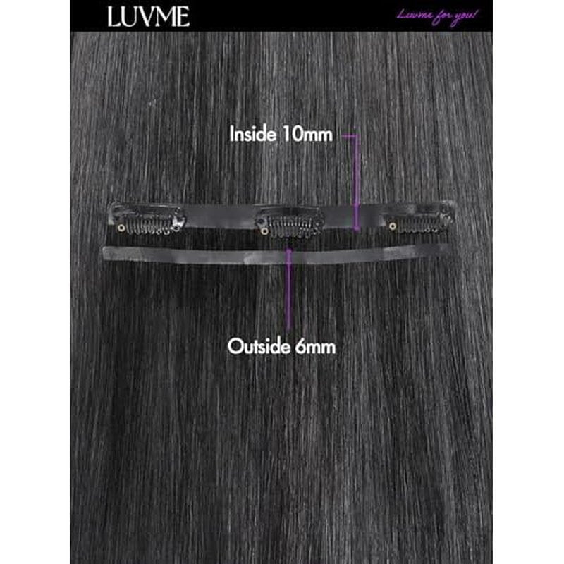 LUVME Straight Seamless 16inch 110g 7Pcs Clip in Hair Extensions Full Max Remy Human Hair Extensions, Natural Black 100% Real Soft Human Hair Extensions