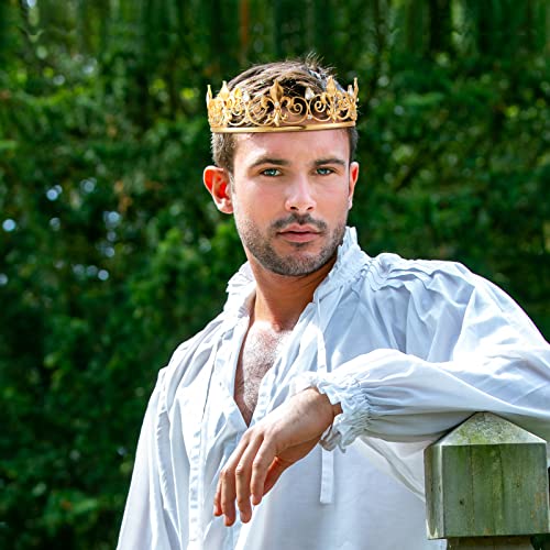 Junkin 2 Pcs Prom King and Queen Crowns for Men Women Baroque Queen King Prince Tiara Princess Crystal Headband for Halloween Wedding Birthday Grad Rhinestone Prom Party(Gold)