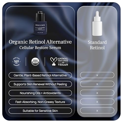 PUREANCE Organic Bakuchiol Plumping Serum - Bakuchiol for Face Skin and Wrinkles - Cellular Restore Serum - With Jojoba Oil, Sea Buckthorn, Camu Camu, Babchi, Maple Leaf Extracts & More - 1 Fl Oz