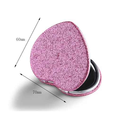 6 Pack Sparkly Pokect Heart Mirror Travel Compact Magnifying Folding Mirror for Purse Mini Vanity Cosmetic Lashes Makeup Double-Sided Cute Glitter Pink
