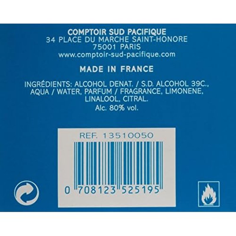 Comptoir Sud Pacifique Eau de Toilette Spray, Aqua Motu, 3.3 Fl Oz