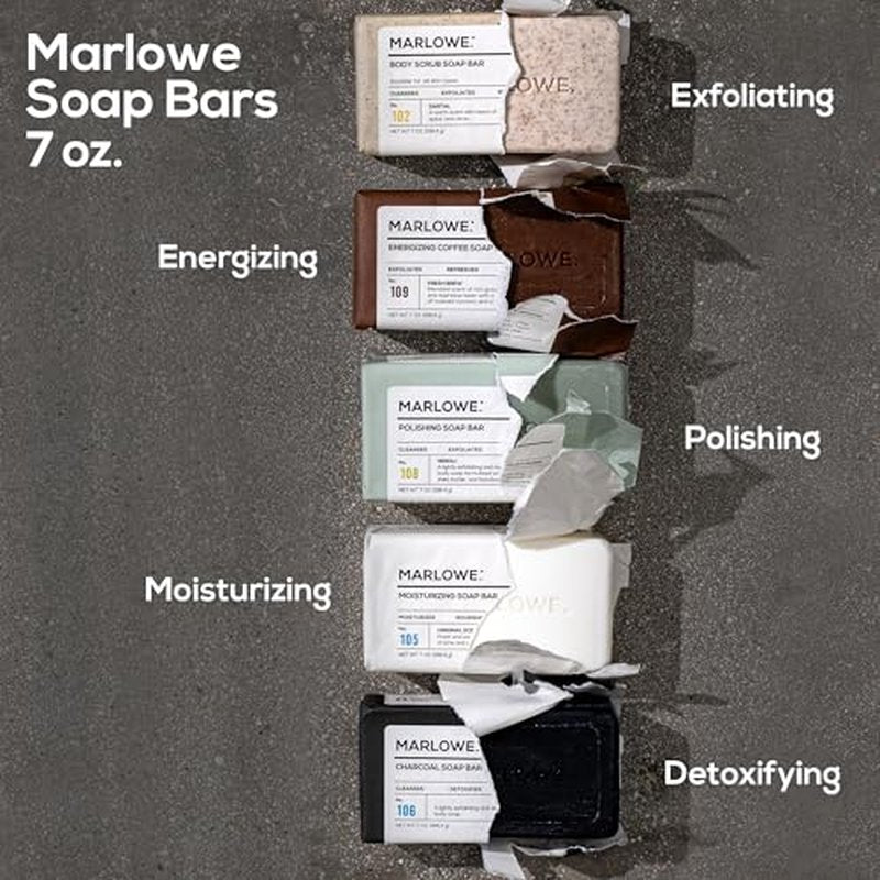 MARLOWE. No. 109 Coffee Bar Soap 7 oz (12 Bars) ? Exfoliating Body Scrub for Men with Natural Extracts, Caffeine, Coffee Bean & Cocoa Butter ? Energizing Fresh Brewed Scent
