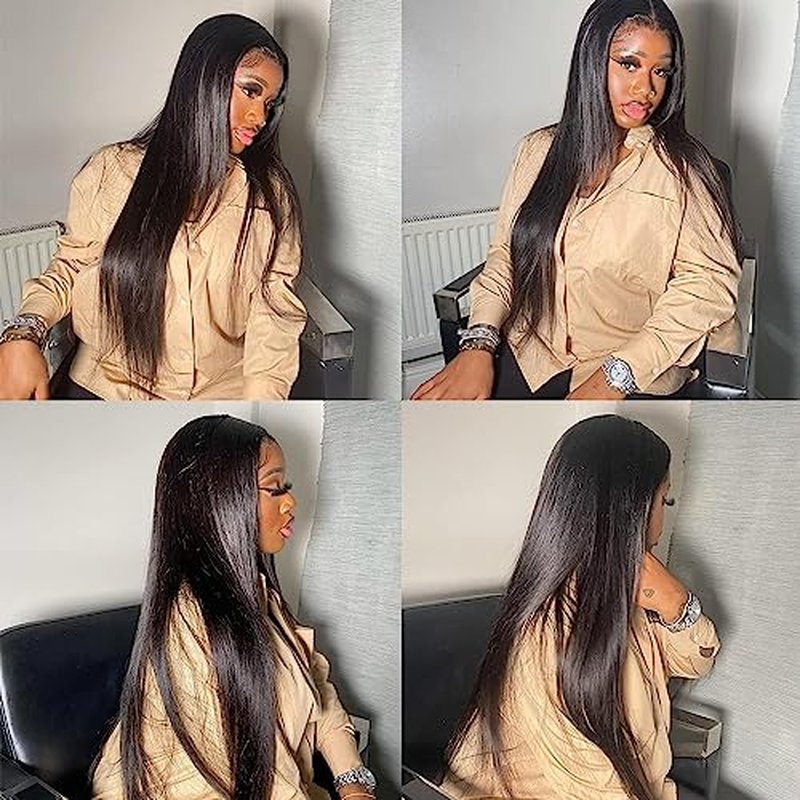 Straight Lace Front Wigs Human Hair Pre Plucked 13x4 Lace Wig Natural Color 30 Inch