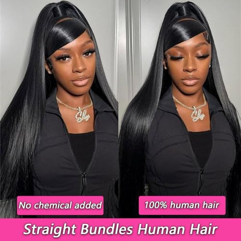 Human Hair Bundles 20 22 24 Inch Straight Bundles Human Hair 100% Brazilian Hair Extensions Quick Weave Raw Natural Black
