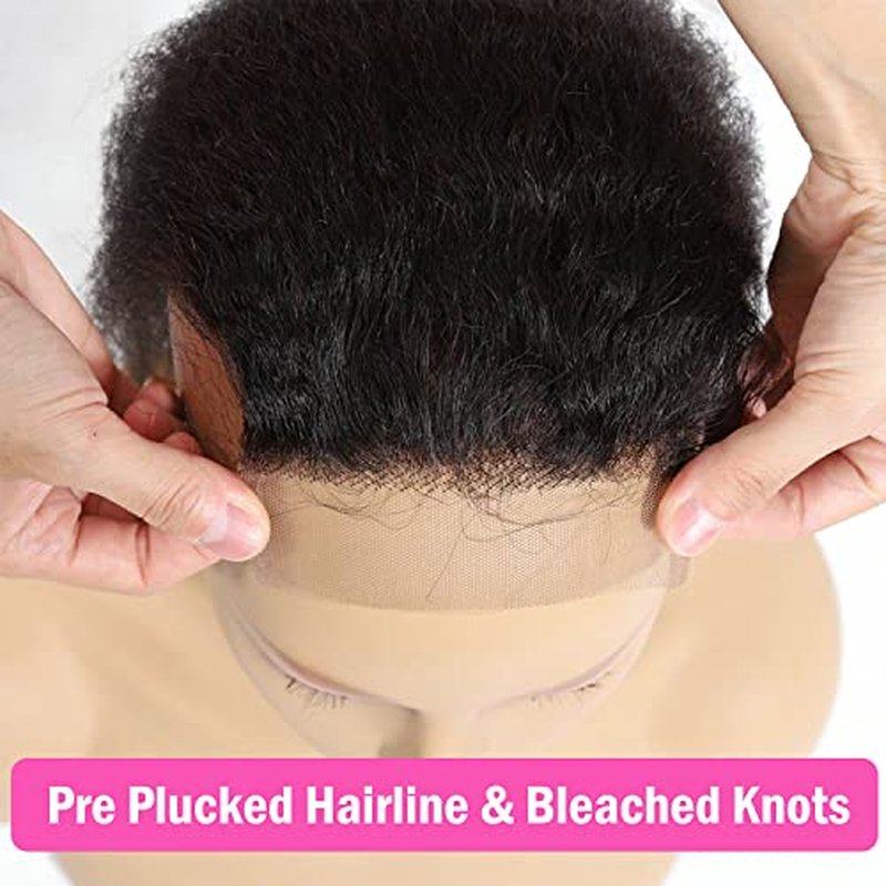 Kinky Straight Bundles with Closure Yaki Kinky Straight Human Hair 3 Bundles with 4x4 Lace Closure Unprocessed Brazilian Virgin Human Hair Weave Extensions Natural Color (14 16 18+12 closure)