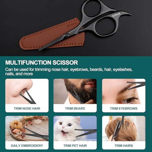 4.7-inch small nose hair scissors (black), round-headed scissors, for trimming facial hair, beards, ear hair, eyebrows, bathroom, Moustache Trimming£¬personal care and beauty